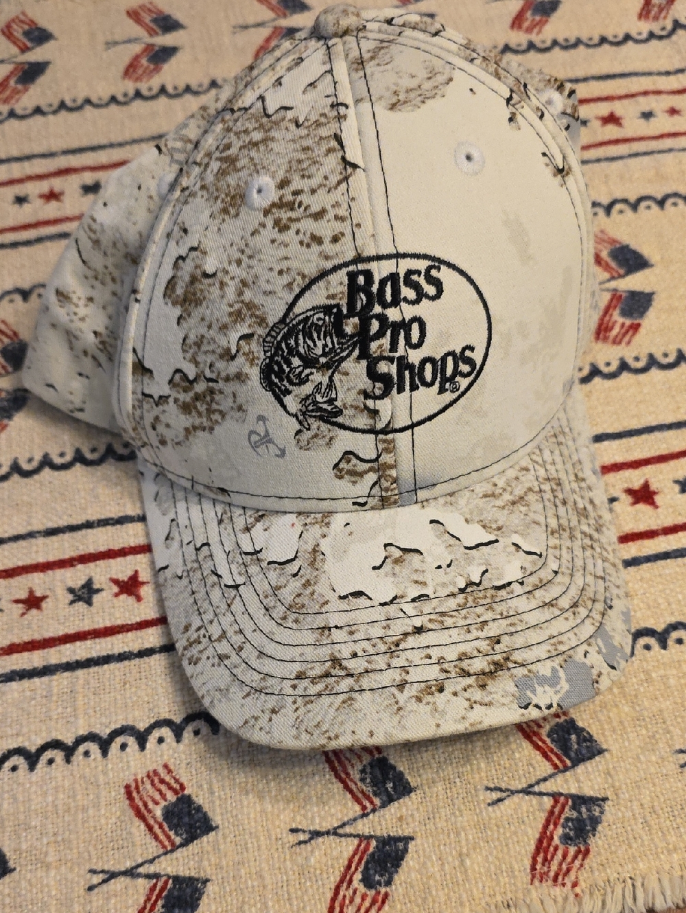 Bass Pro Shops Distressed White and Brown Camo Baseball Cap